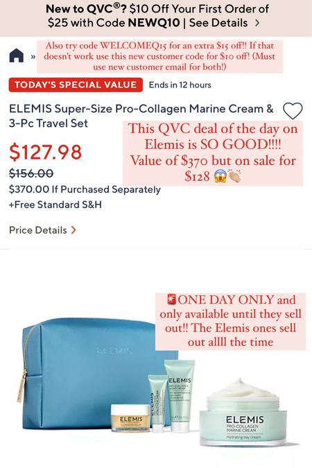 Major Elemis sale on QVC!!! Try codes NEWQ10 or WELCOMEQ15 for extra $$ off!!! @qvc @elemis #loveqvc #ad 
