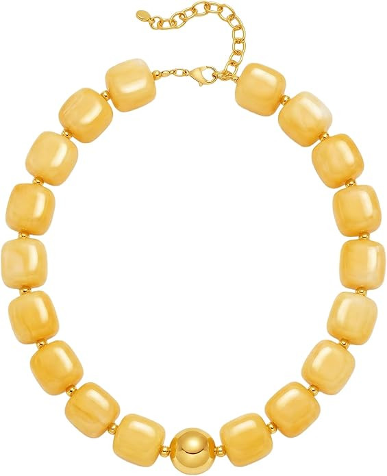 Summer Beach Jewelry Chunky Beaded Necklace for Women Trendy Statement Big Colorful Bubble Resin ... | Amazon (US)
