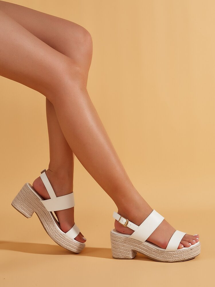 Buckle Decor Espadrille Slingback Platform Sandals | SHEIN