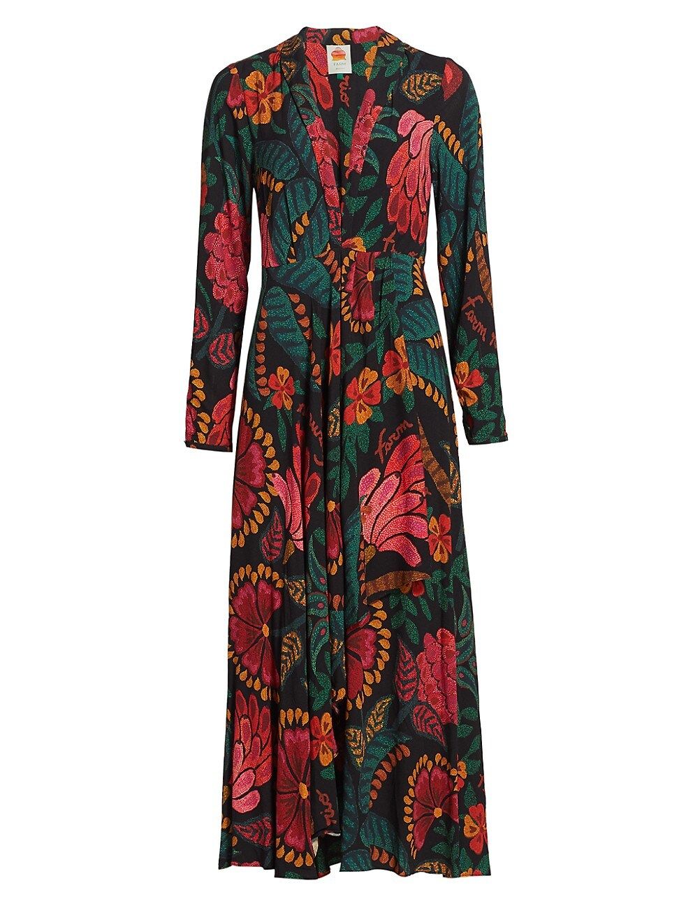 Farm Rio Floral Long-Sleeve Maxi Dress | Saks Fifth Avenue