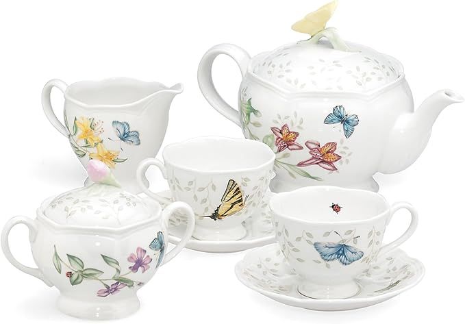 Lenox Butterfly Meadow 8-Piece Tea Set, Service for 2, White | Amazon (US)