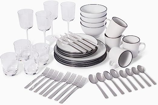 Leeway Home, The Full Way 44 Piece Dinnerware Set, 4 Complete Place Settings, Plates, Bowls, Mugs... | Amazon (US)