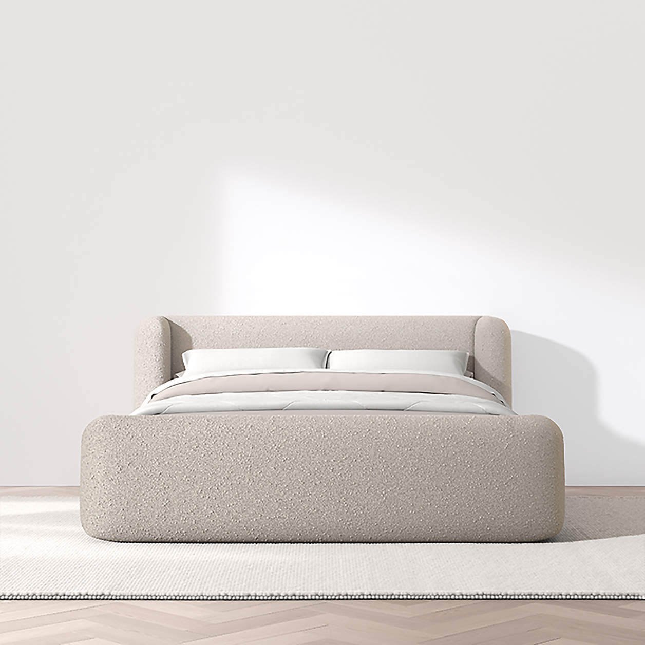 Salone Curved Shelter Upholstered King Bed + Reviews | Crate & Barrel | Crate & Barrel