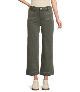Charlie B. Stretch Twill Patch Pocket Wide Leg Cropped Pants | Dillard's | Dillard's