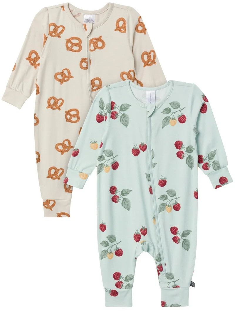 Modern Moments by Gerber Baby Neutral Super Soft Viscose 2-Pack Coveralls, Sizes Newborn - 12 Mon... | Walmart (US)