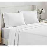 100% Cotton Fagotine Percale Sheet Set, Queen Size, White, 4 Pieces - 1 Breathable Flat Sheet, 1 ... | Amazon (US)