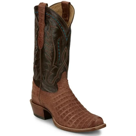 Tony Lama Men s Buffed Exotic Caiman Western Boot Broad Square Toe Tan 9 EE US | Walmart (US)
