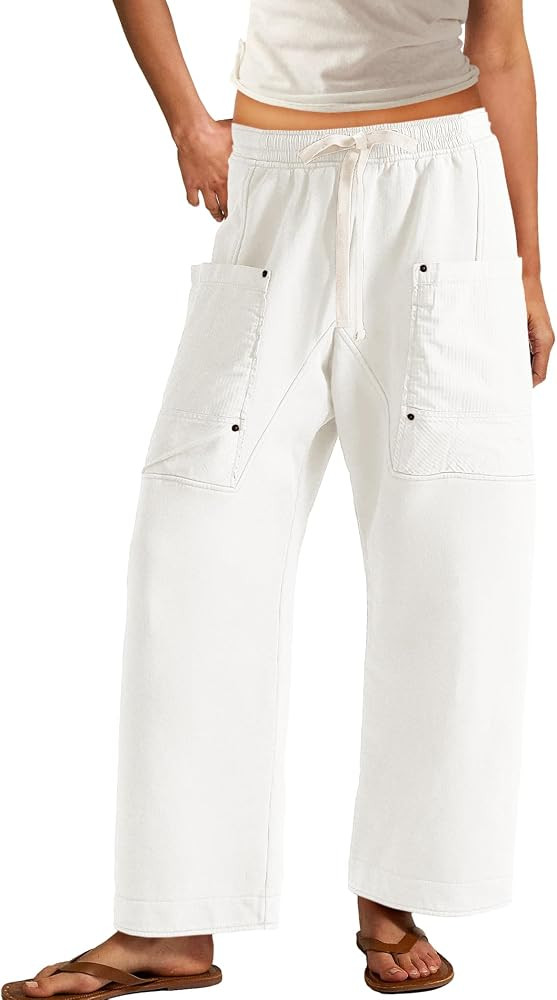 Panadila Women Wide Leg Pants Drawstring Barrel Sweatpants Baggy Cargo Pants Lounge Trousers with... | Amazon (US)