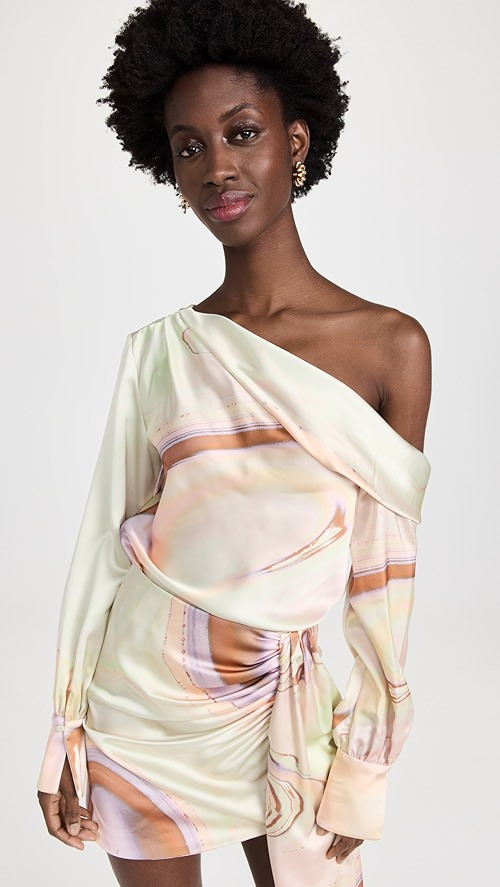 Alice Marble Printed Satin One Shoulder Top | Shopbop