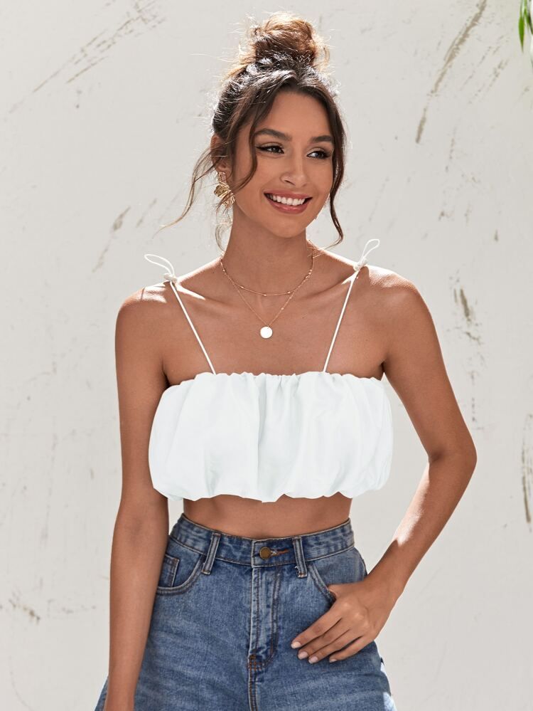 Adjustable Strap Ruched Cami Top | SHEIN
