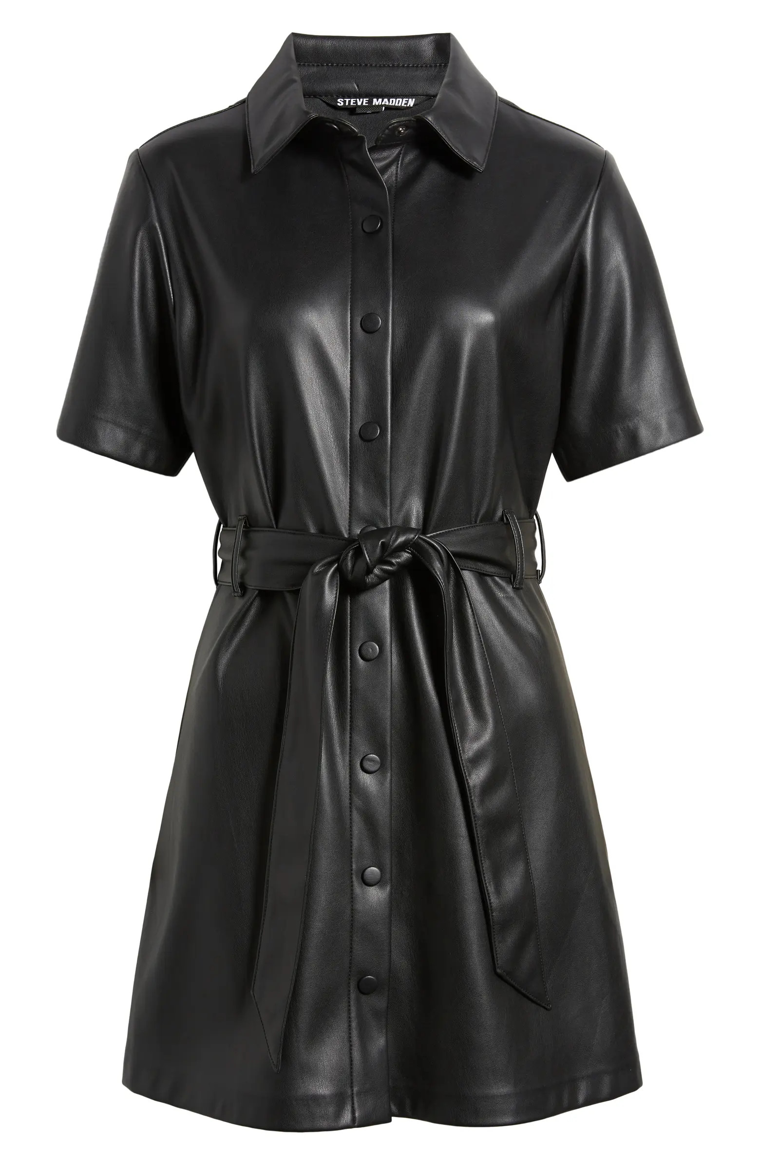 Jolene Belted Faux Leather Mini Shirtdress | Nordstrom