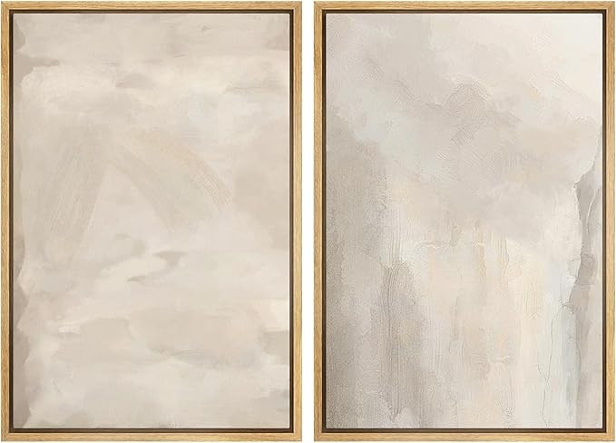 MUDECOR Framed Canvas Print Wall Art Abstract Neutral Tones Minimalist Earthy Color Palette Illus... | Amazon (US)