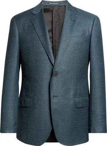 Teal Shadow Check Wool Sport Coat | Nordstrom