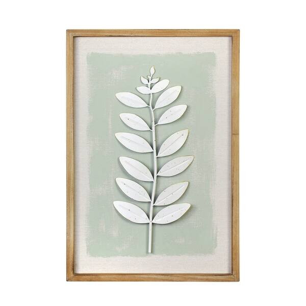 Stratton Home Decor Framed Green Leaf Wall Art - 15.75 X 1.18 X 23.62 | Bed Bath & Beyond