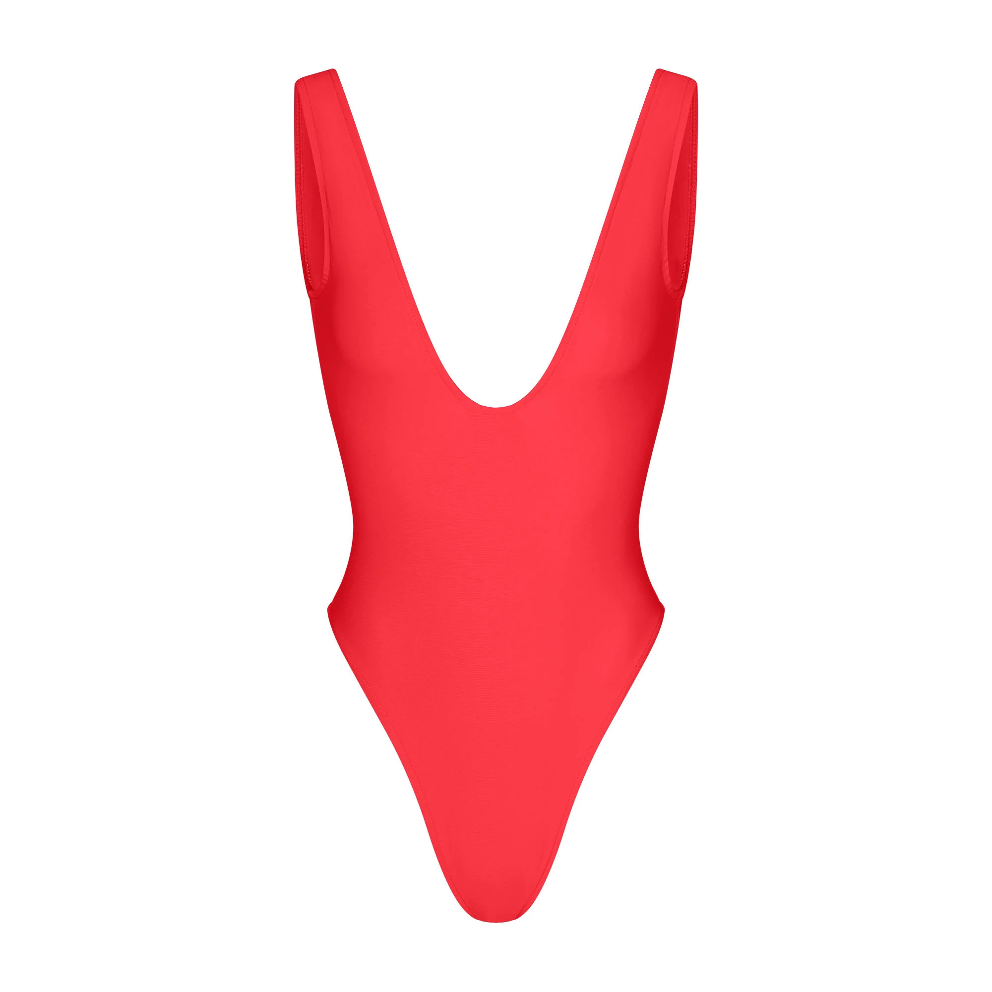 ICONIC SWIM PLUNGE ONE PIECE | CARMINE | SKIMS | SKIMS (US)