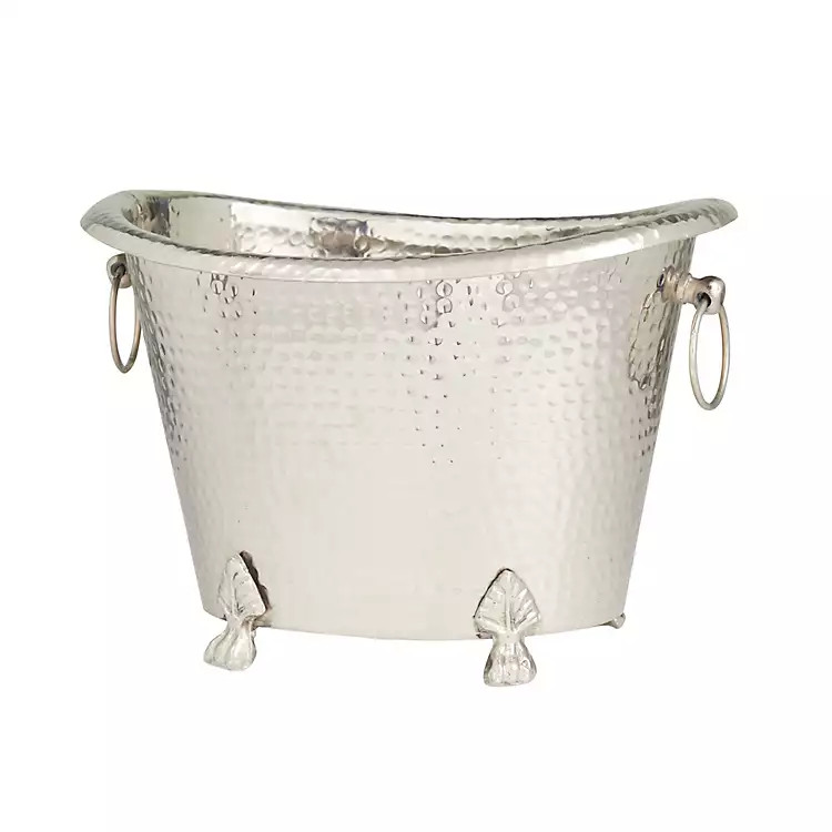 Silver Hammered Metal Footed Wine Bucket | Kirklands Home | Kirklands