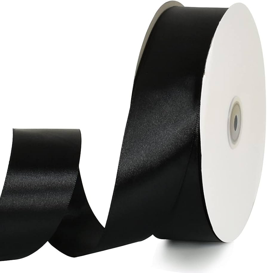 TONIFUL 1-1/2 Inch (40mm) x 100 Yards Black Wide Satin Ribbon Solid Fabric Ribbon for Gift Wrappi... | Amazon (US)