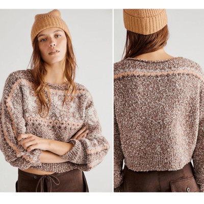 NWOT Free People Snowflake Pullover Slouchy Boho Streetwear Scoop Neck  | eBay | eBay US