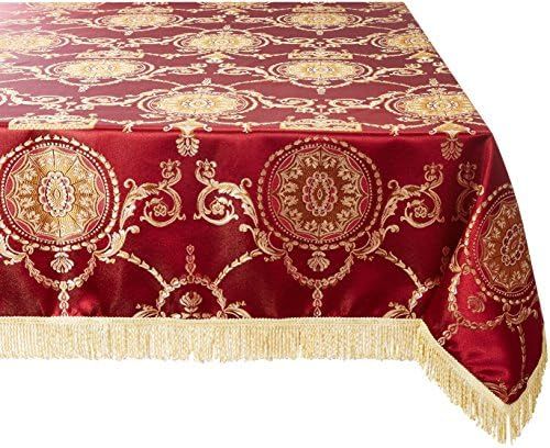 Violet Linen Prestige Damask Design Tablecloth, 60" x 102", Burgundy | Amazon (US)