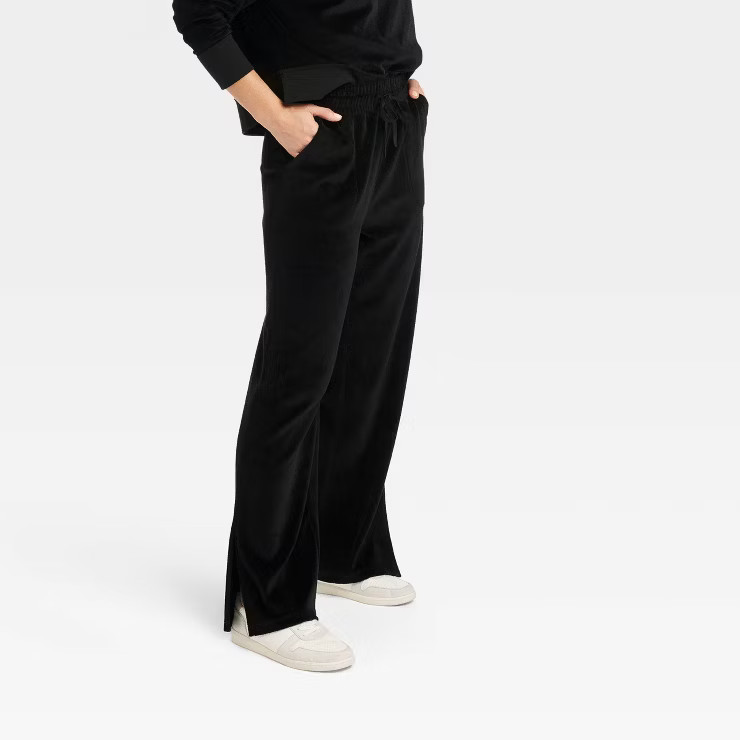 Women's Mid-Rise Velour Wide Leg Pants - JoyLab™ | Target