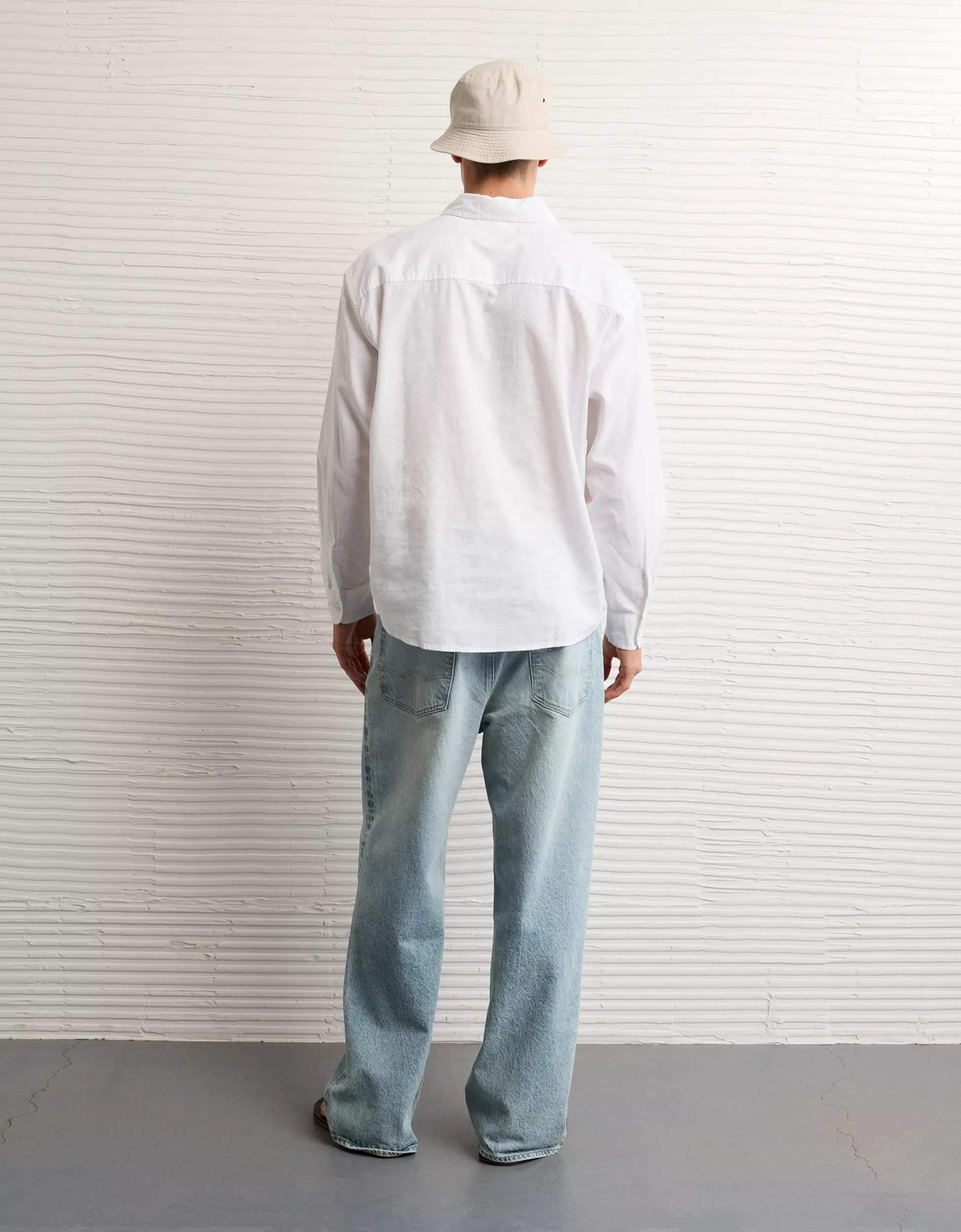AE Relaxed Fit Linen-Blend Button-Up Shirt | American Eagle Outfitters (US & CA)