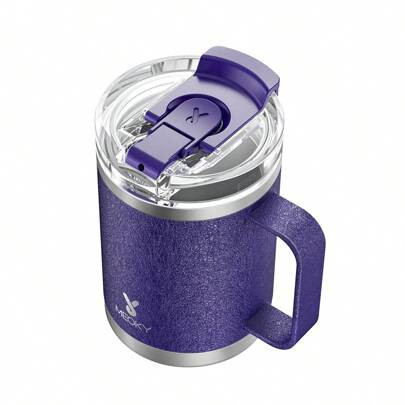 14oz Stainless Steel Tumbler With Handle - Leakproof, Insulated Travel Mug With Straw, Vacuum Insulated, Dual-Use For Hot Or Cold Beverages | SHEIN