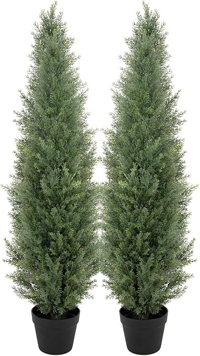 Bellacat 4ft UV Resistant Artificial Topiary Trees Outdoor, 48in Faux Cedar Tree with Full & Real... | Amazon (US)