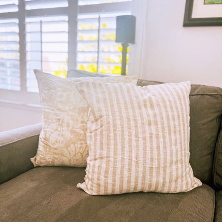 At Target on sale 2-Pack Yarn-Dyed Patterns Natural Throw Pillows - Becky Cameron, Natural Yarn-Dyed Bengal Stripe / Distressed Floral, 20 x 20 comes with throw pillow covers and fluffy pillow inserts

#LTKSaleAlert #LTKHome