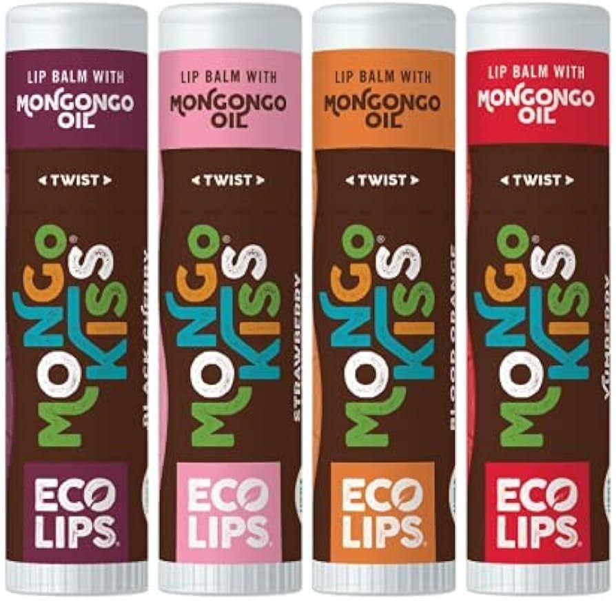 Eco Lips Mongo Kiss Organic Lip Balm 4 Pack Blood Orange, Yumberry, Strawberry Lavender, Black Ch... | Amazon (US)