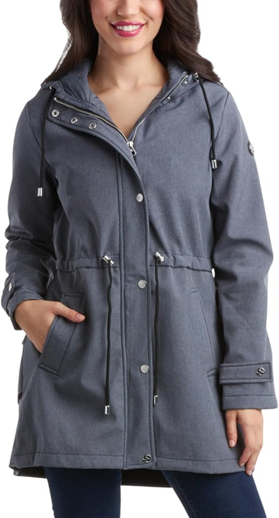 Jessica Simpson Women's Jacket – Water Resistant Softshell Raincoat, Ruffle Back - Long Hooded ... | Amazon (US)