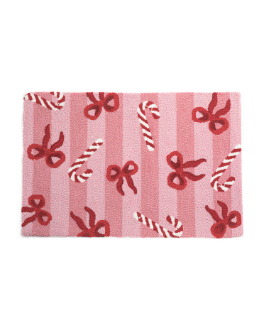 2x3 Ribbons And Candy Cane Hook Rug | TJ Maxx