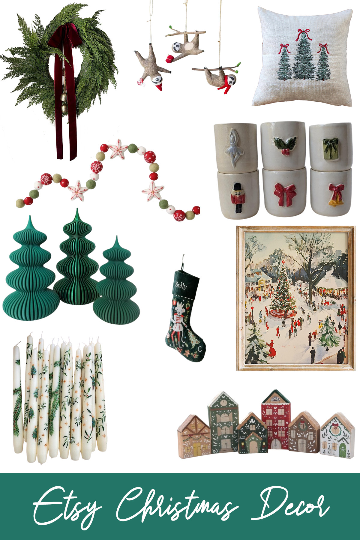 Etsy Christmas Decor

Etsy has something for every holiday decor “style”, ranging from whimsy to heritage. It’s my go-to spot for personalized pieces, like the ornate stocking below. The ceramic cups are a nice homemade alternative tot he Old Fashioned glasses you see at all the stores in this blog post, and the wooden Christmas village houses are a fun take on the classic white ceramic ones. 

 #LTKHoliday #LTKSeasonal #LTKHome