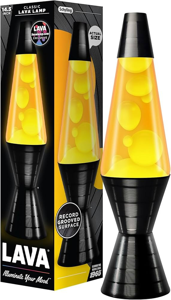 Lava® Lamp - 14.5'' Vinyl Record Grooved Base - The Original Motion Light - Yellow Wax and Orang... | Amazon (US)