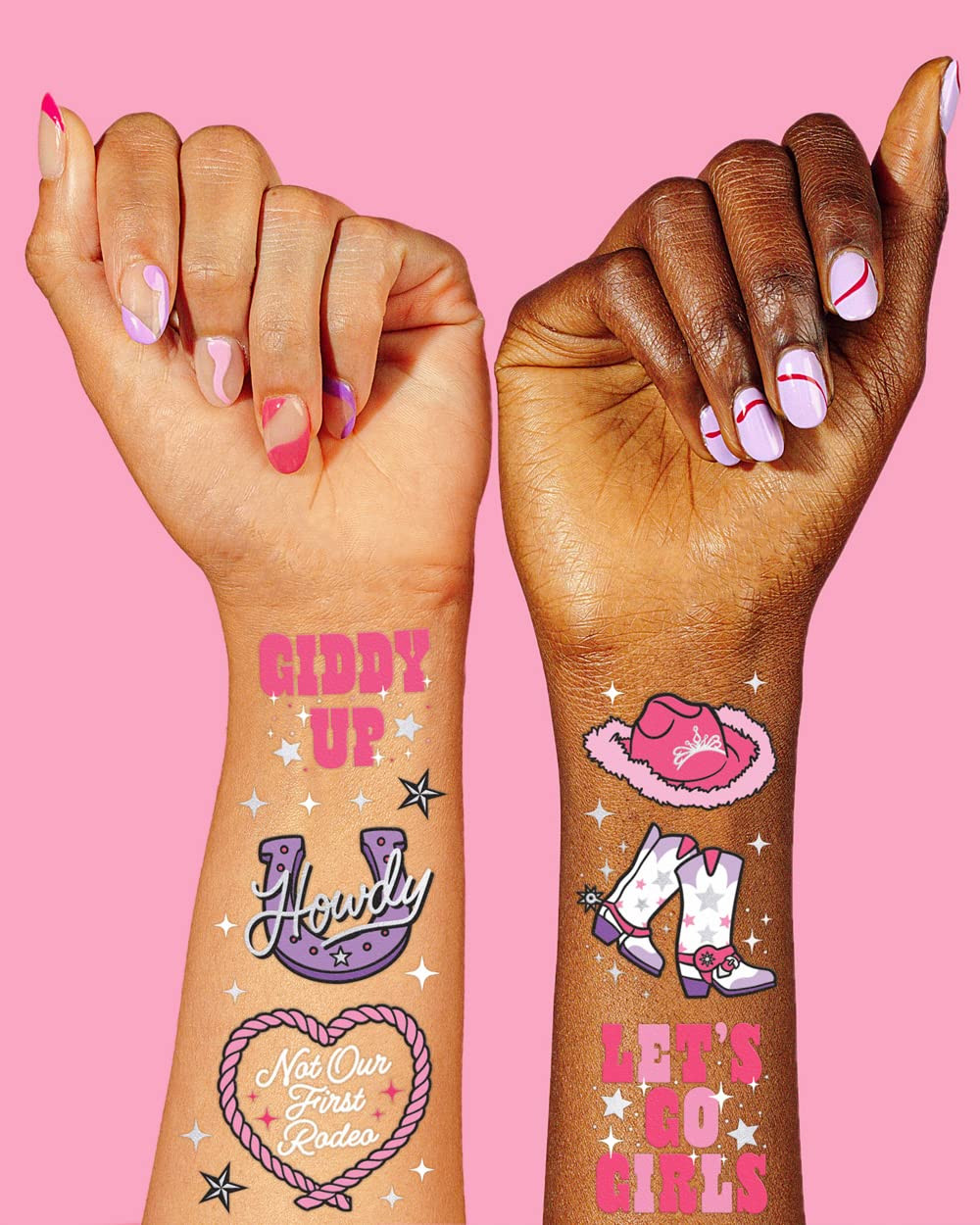 xo, Fetti Rodeo Birthday Party Temporary Tattoos - 46 silver Styles | Birthday Decorations, Giddy... | Amazon (US)