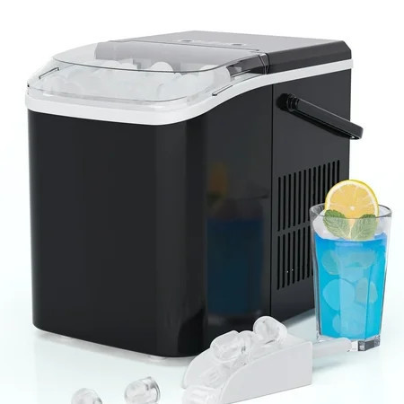 CONCETTA Portable Ice Maker Machine, 26.5 lb/Day Ice, Two Ice Sizes, Self-Cleaning Function, Compact Countertop Ice Maker with Ice Scoop & Basket, Black | Walmart (US)