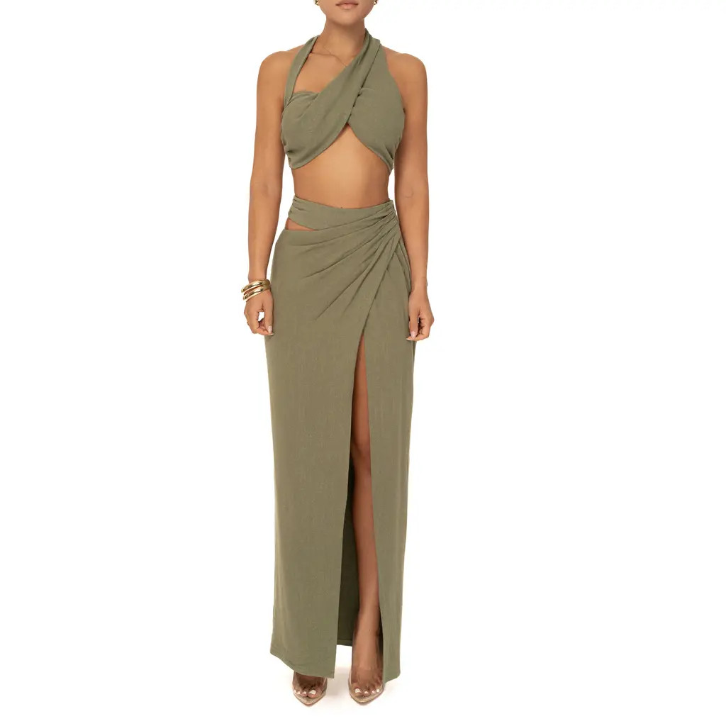 JLUXLABEL New Age Crop Top & Skirt Set in Green at Nordstrom, Size Small | Nordstrom