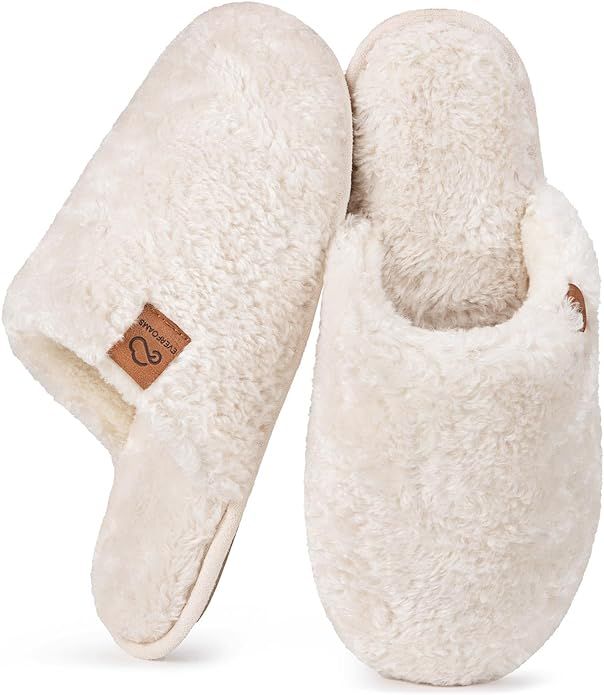 EverFoams Women's Fuzzy Wool-Like Memory Foam Slip on House Slippers Cozy Soft Indoor Outdoor Lad... | Amazon (US)