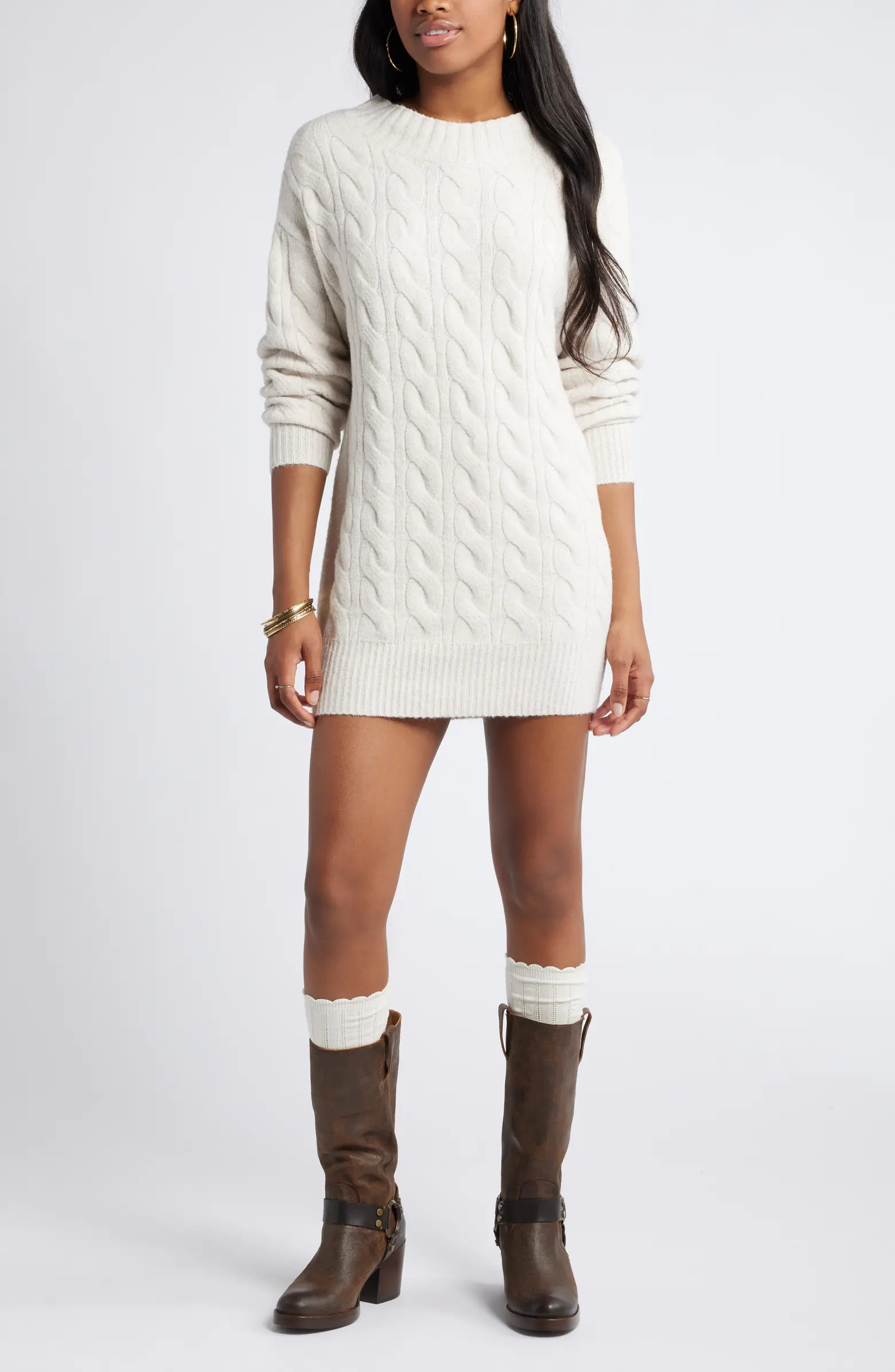 BP. Cable Long Sleeve Sweater Dress | Nordstrom | Nordstrom