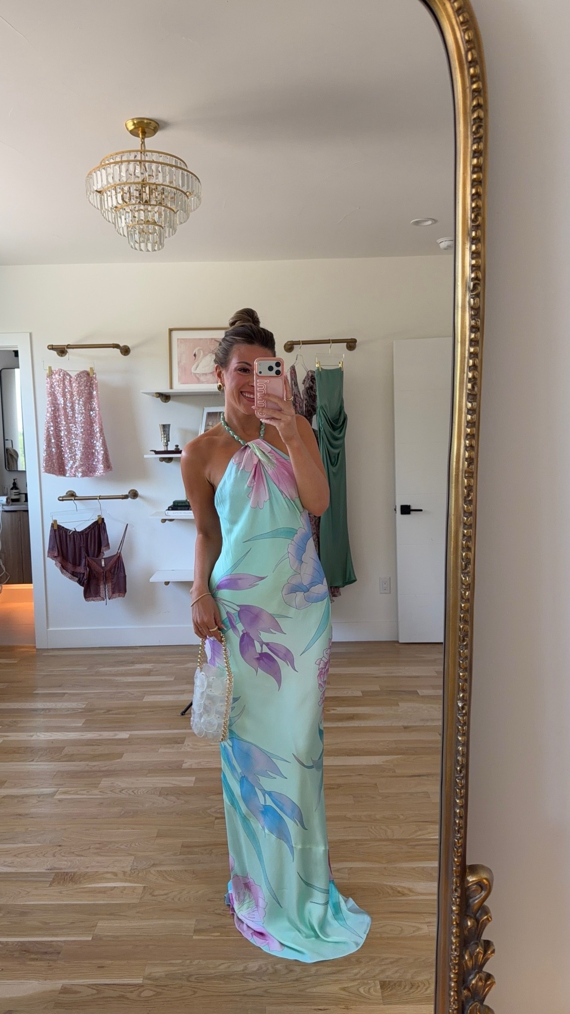 aqua satin halter maxi with a watercolor print floral pattern in purple, pink, and blue summer wedding guest dress for every girl 💍🩵

I’m 5’4” & wearing my usual smalls/2

electric picks: emerson20

summer wedding guest dresses, wedding guest dresses, cocktail dresses, semi-formal dresses, black tie wedding guest dresses, destination wedding guest dresses, garden party dresses, wedding guest outfit ideas

#LTKSeasonal #LTKWedding #LTKgrwm