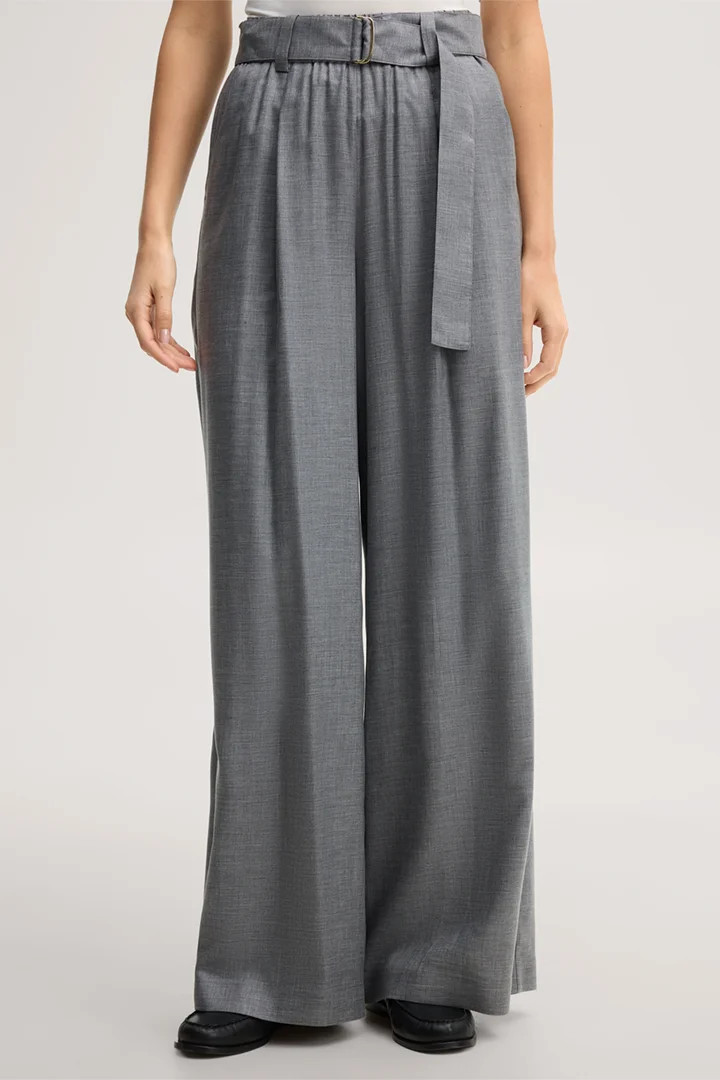 Flanell-Marlene-Hose mit Bundfalten in Hellgrau | windsor (DE)
