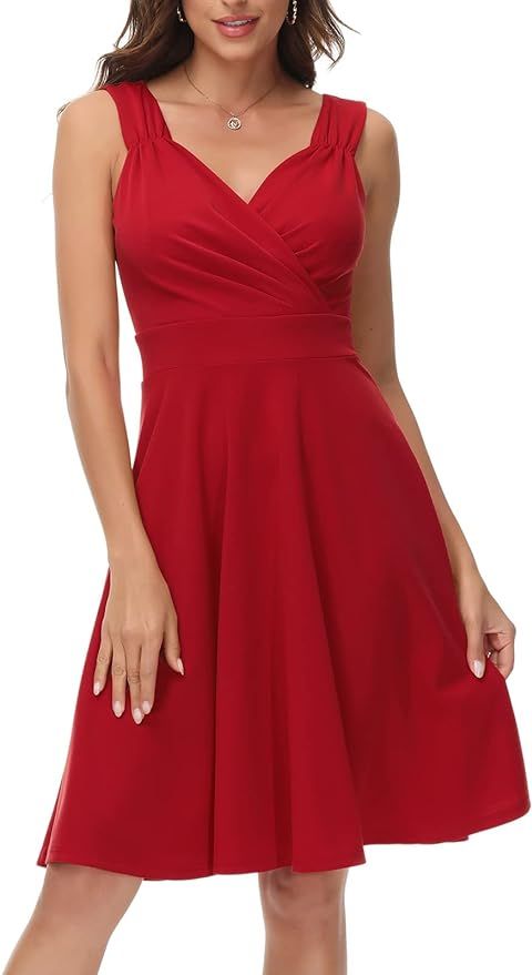 GRACE KARIN Women's Sleeveless Wrap V-Neck A-line Bridesmaid Cocktail Party Dress | Amazon (US)