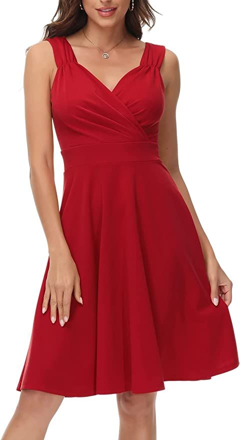 GRACE KARIN Women's Sleeveless Wrap V-Neck A-line Bridesmaid Cocktail Party Dress | Amazon (US)