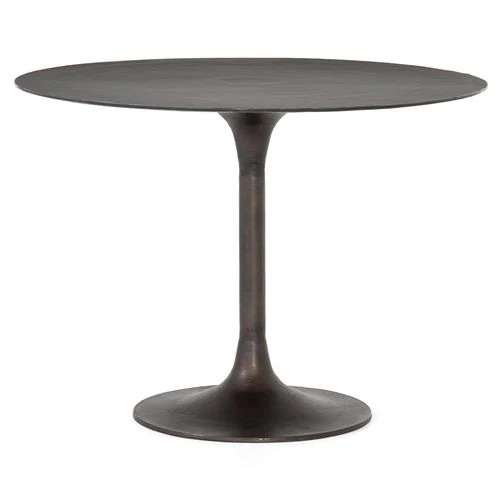 Mona Mid Century Antique Rustic Metal Tulip Dining Table - 42"W | Kathy Kuo Home