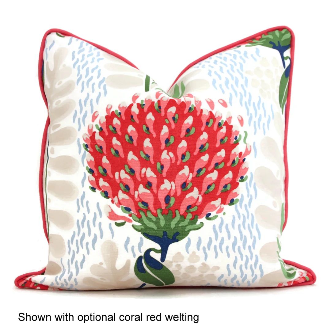 Red Tiverton Decorative Pillow Cover  18x18, 20x20, 22x22, Eurosham or lumbar Thibaut cushion cov... | Etsy (US)