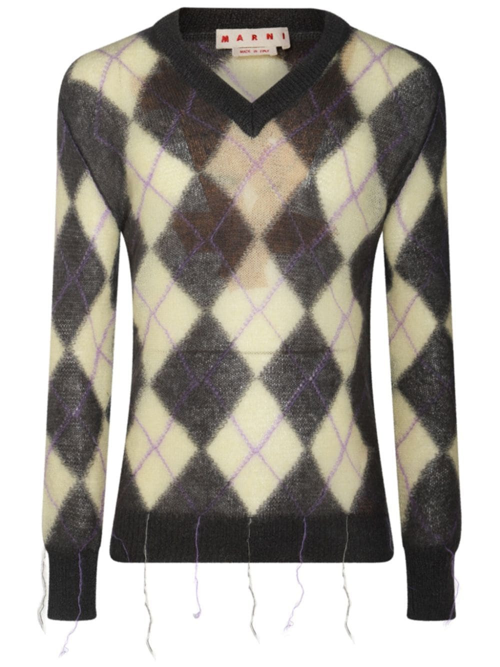 Marni argyle v-neck sweater - Brown | Farfetch Global