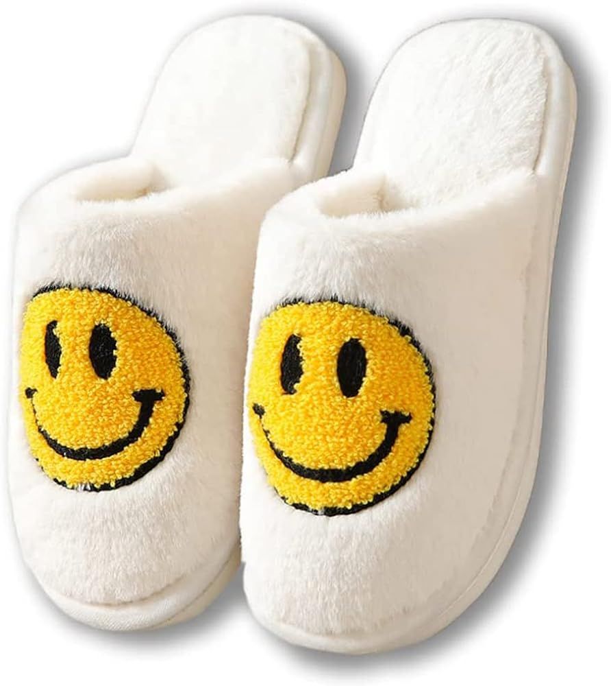 kissxiaoya Smile Face Slippers For Women/Men, Retro Soft Plush Lightweight Smiley Face House Slip... | Amazon (US)