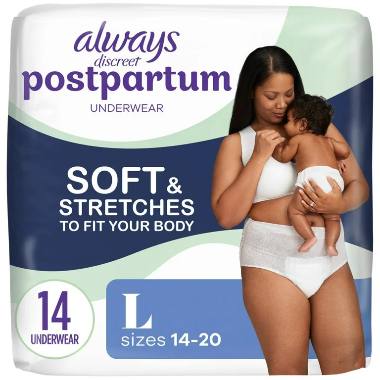 Always Discreet Postpartum Underwear, Size L, 14 Count | Walmart (US)