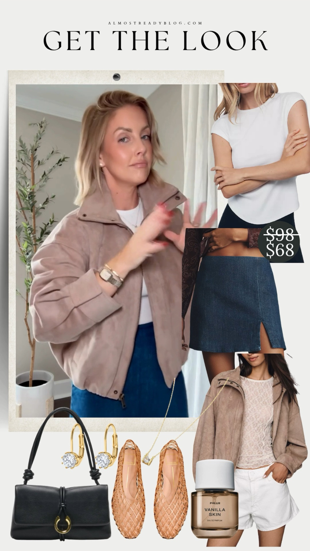 Such a chic transitional look for late summer into early fall. Wearing XS jacket, tee & skirt. 

transitional outfit, early fall, fall outfit, neutral outfit, casual chic, everyday style, fall jacket, mini skirt outfit, woven flats, shoulder bag

#LTKOver40 #LTKootd