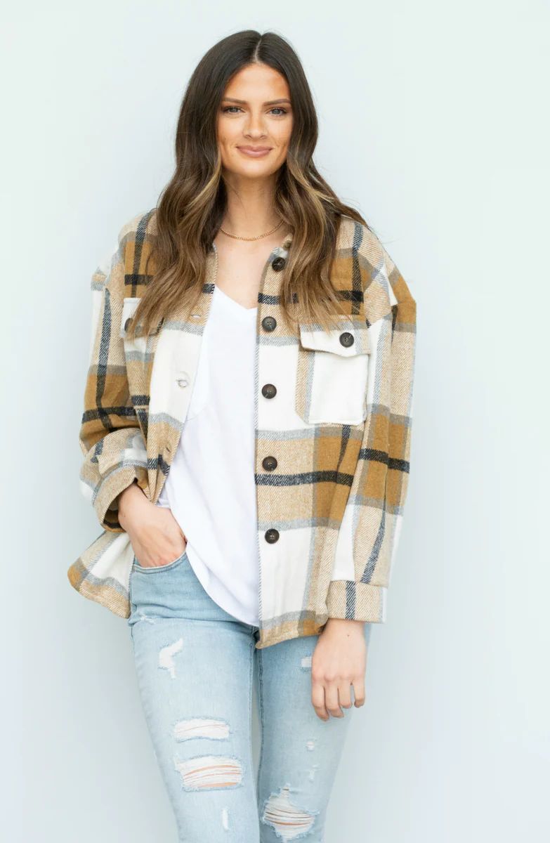 Plaid Times Checkered Brown Oversized Flannel | Apricot Lane Boutique