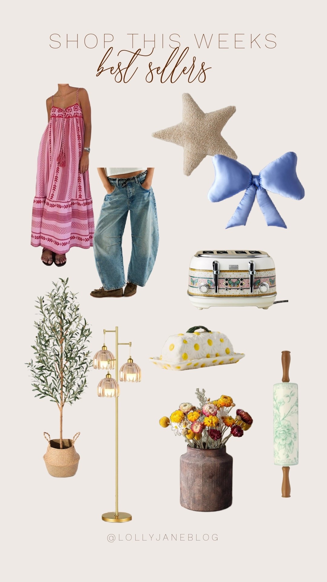 Shop this week’s best sellers! ⭐️

From cozy home touches to must-have wardrobe staples, these finds are giving us all the inspiration. Urban Outfitters throw pillows are adding the perfect pop of texture, while the Free People barrel jeans are that effortless, lived-in denim we all love. Amazon came through (as always) with the dreamiest long pink summer dress and a tall floor lamp that totally transforms any space. We’re also loving the charming details—a daisy butter dish, a cute printed toaster from Abercrombie, and even a rolling pin that’s almost too pretty to use. Don’t forget the faux olive tree for that subtle greenery moment. It’s a little bit of everything—and that’s exactly what makes this week’s best sellers so good.

#LTKBestSellers #AmazonFinds #HomeStyle #WardrobeGoals #FreePeopleStyle #UrbanOutfittersHome #AbercrombieHome #LTKStyle #DecorCrush #TrendingNow

#LTKHome #LTKBeauty #LTKStyleTip